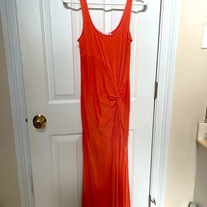 Sundry coral orange stretchy long dress pigment nectarine